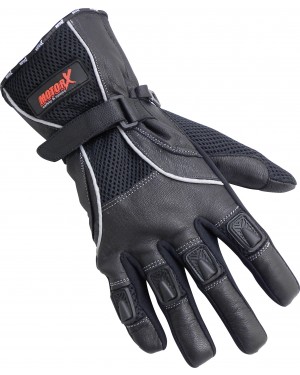 Γάντια μοτοσυκλέτας καλοκαιρινά δερμάτινα μαύρα Medium Motor X (4290301)