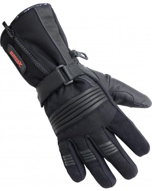 Γάντια μοτοσυκλέτας χειμωνιάτικα δερμάτινα μαύρα Motor X 