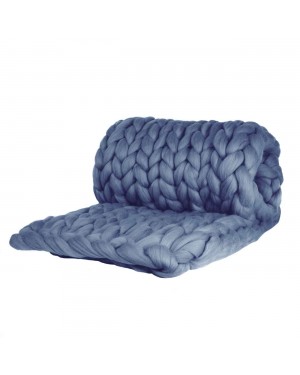Κουβέρτα μάλλινη Merino χοντρής πλέξης Cosima μπλε Small 80x130cm Adorist. (ADO_0126)