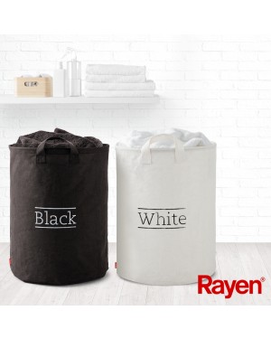 Καλάθια απλύτων ρούχων 2 τεμάχια άσπρο & μαύρο canvas χωρητικότητα 2X70Lt Rayen (2303.01)