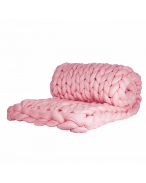 Κουβέρτα μάλλινη Merino χοντρής πλέξης Cosima ροζ Small 80x130cm Adorist. (ADO_0041)