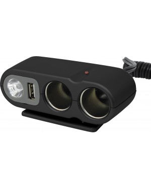 CAR CHARGER-LIGHTER ADAPTOR WITH SOCKET 2-WAY WITH USB AND LIGHT CARPOINT(0523434)
