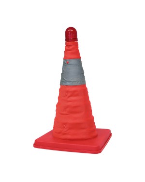 TELESCOPIC SAFETY CONE WITH LED LAMP 39cm CARPOINT (0113910)